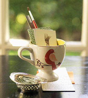 teacup card holder