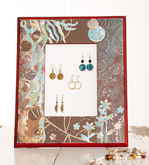 Decoupaged frame as jewelry holder