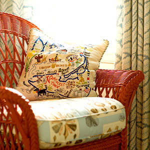 Red wicker chair detail