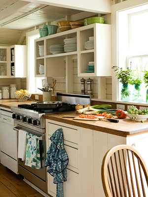 Open kitchen cabinets